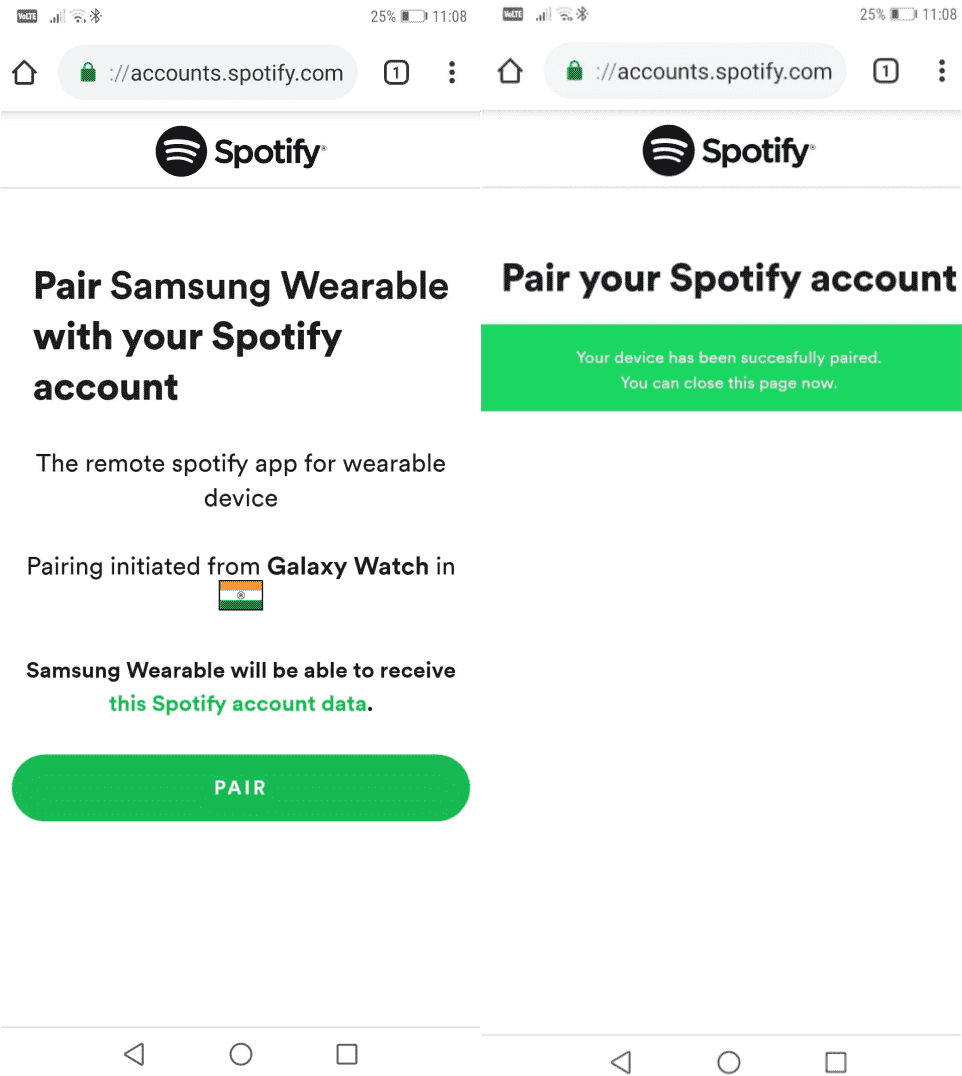 在手表上登录 Spotify