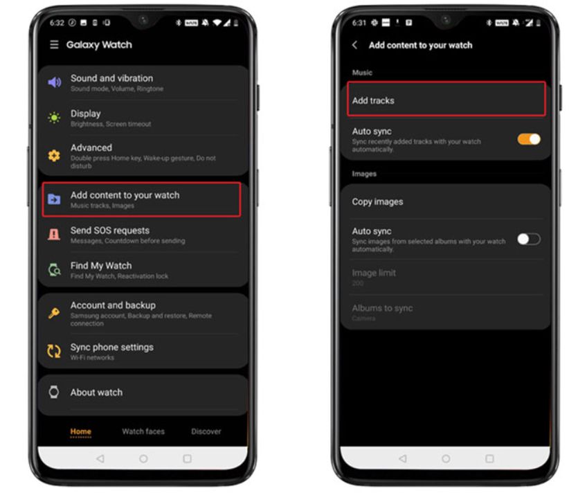 Galaxy Watch Add Tracks