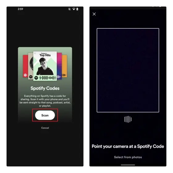 Spotify コードをスキャンする