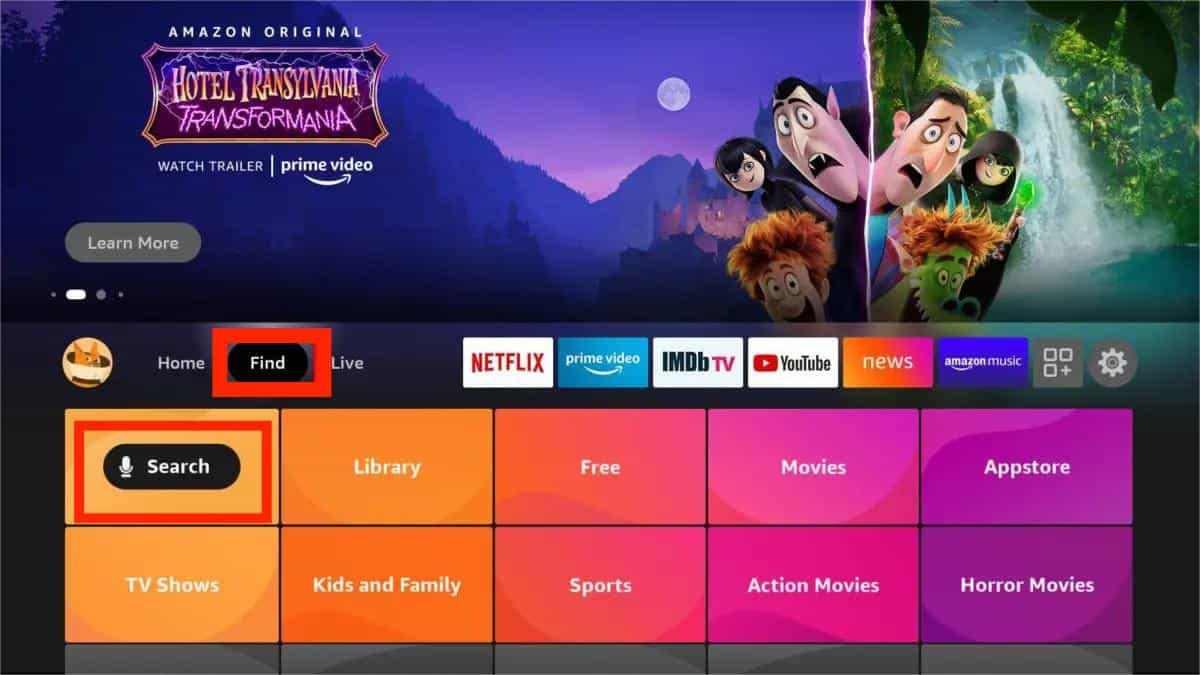 在 Fire Tv 上搜索 Spotify