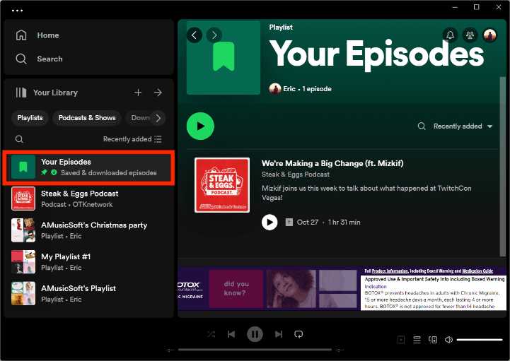 تشغيل Spotify Podcasts على نظام التشغيل Windows