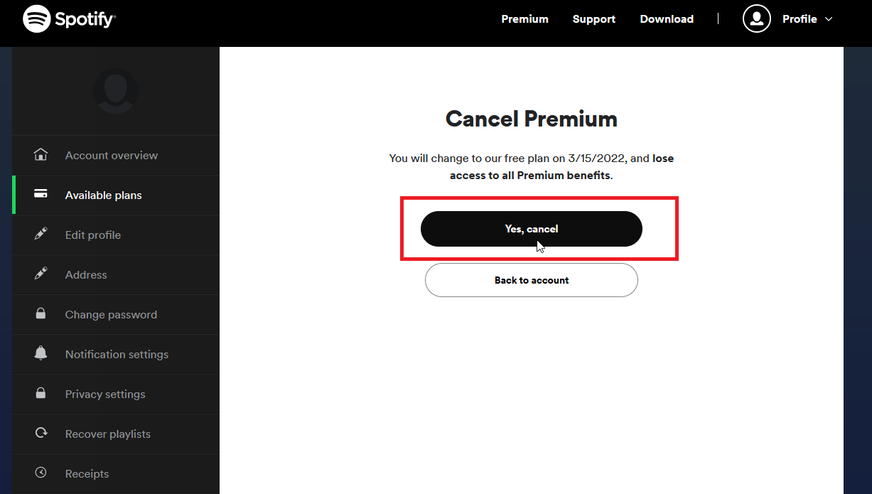 Yes Cancel Spotify On Desktop