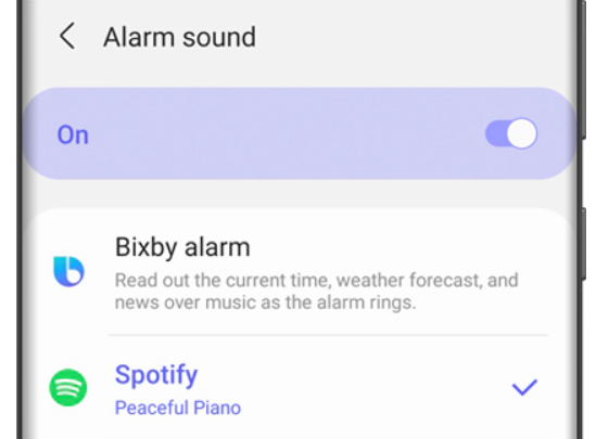 Установите звук будильника для Spotify Galaxy