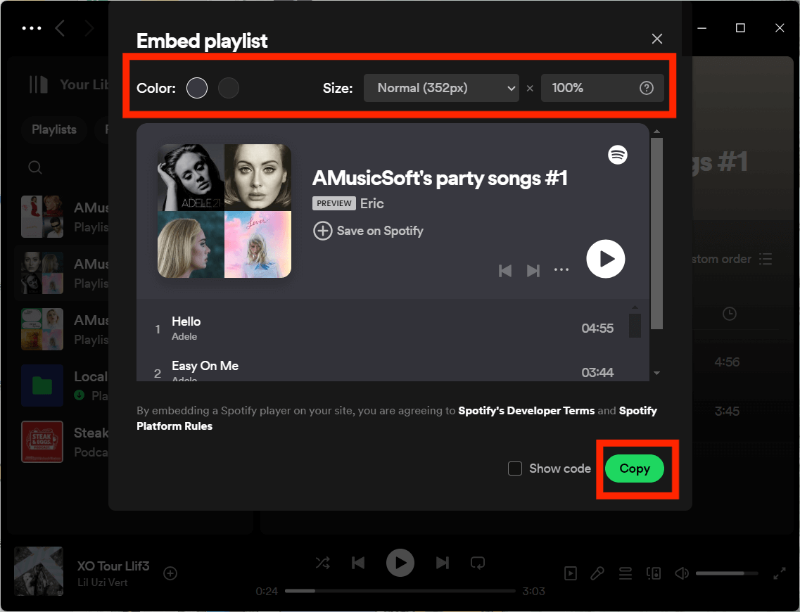 デスクトップ Spotify 埋め込みプレイリスト
