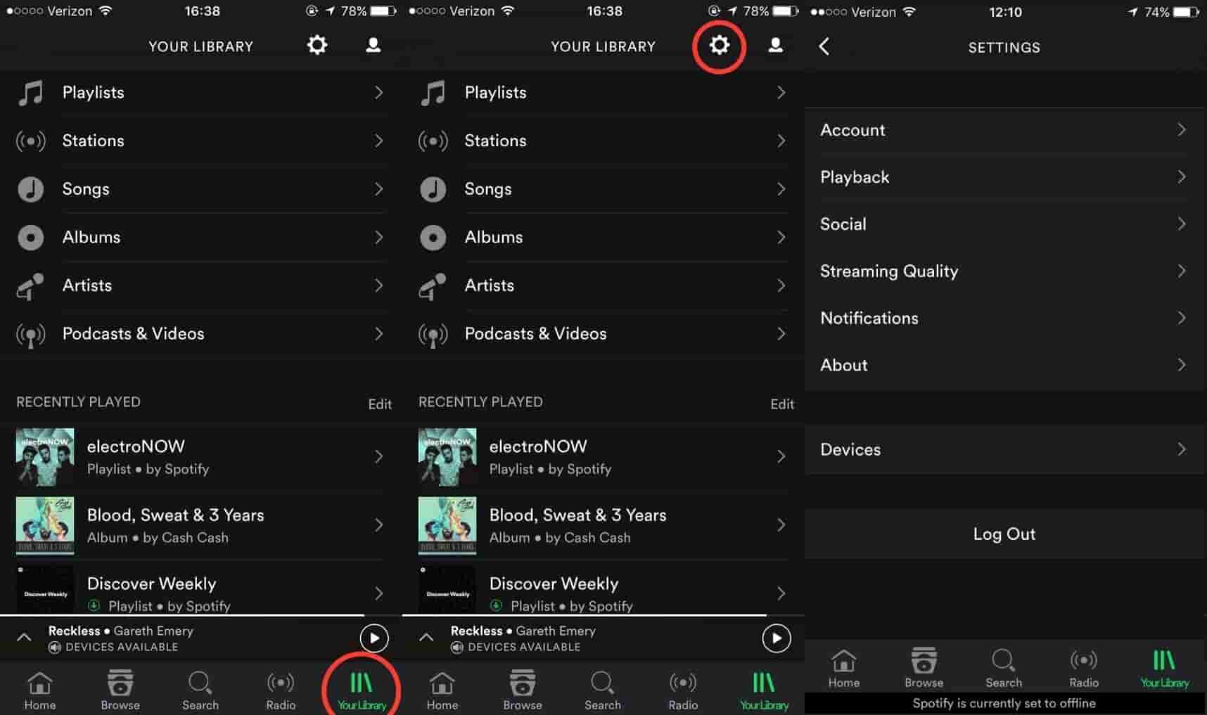 Spotify アカウントをサインアウトする