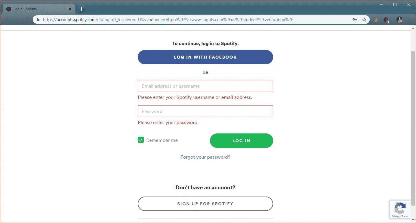 Registrarse en Spotify