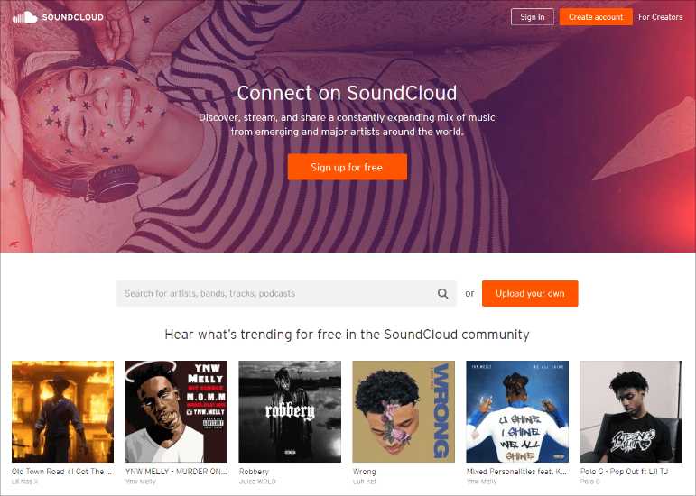 Soundcloud音楽ウェブサイト