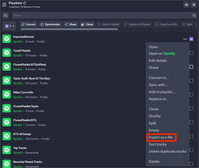 Soundiiz Exporter la liste de lecture Spotify