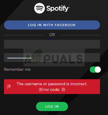Код ошибки Spotify 3