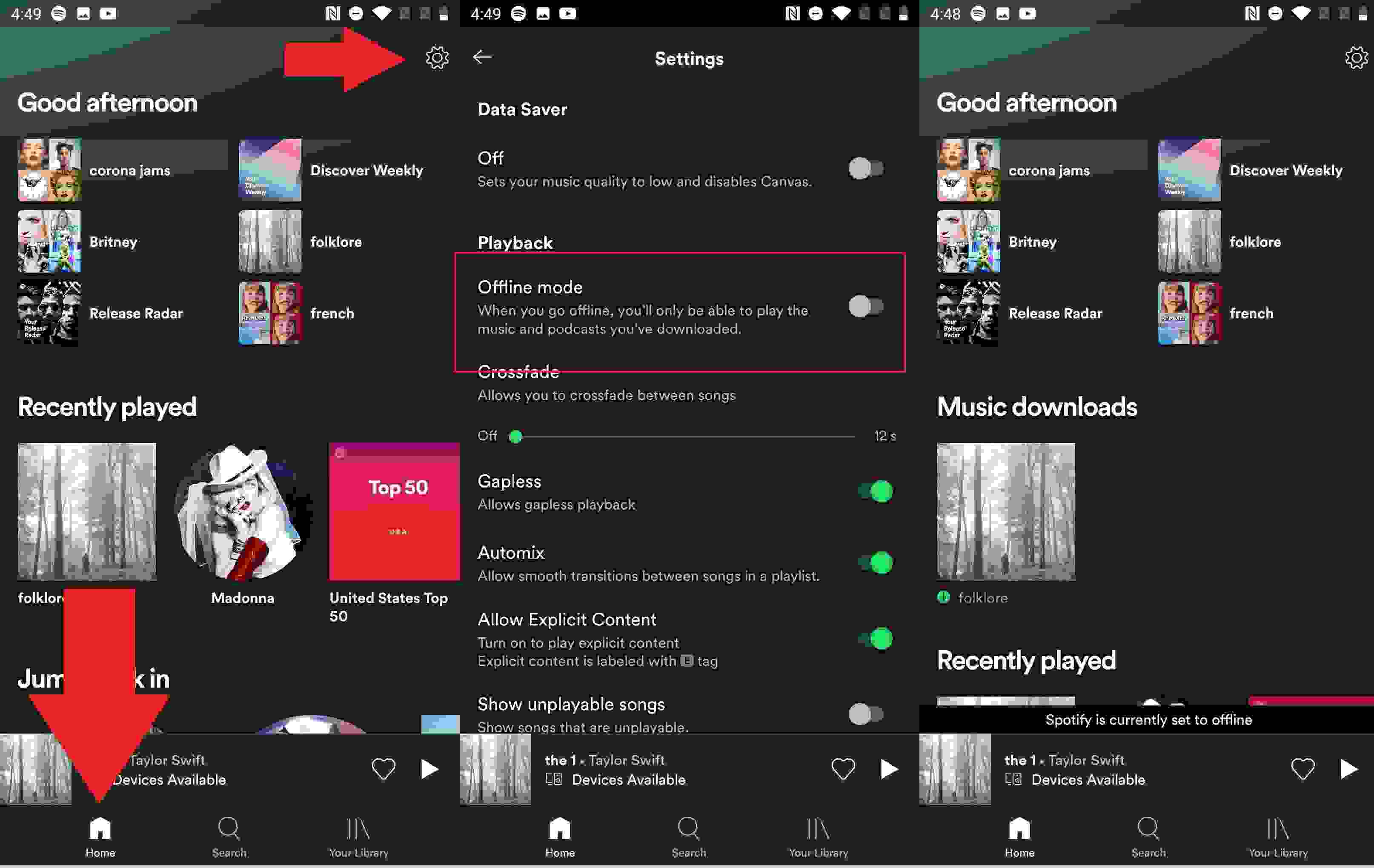 Mode hors ligne Spotify