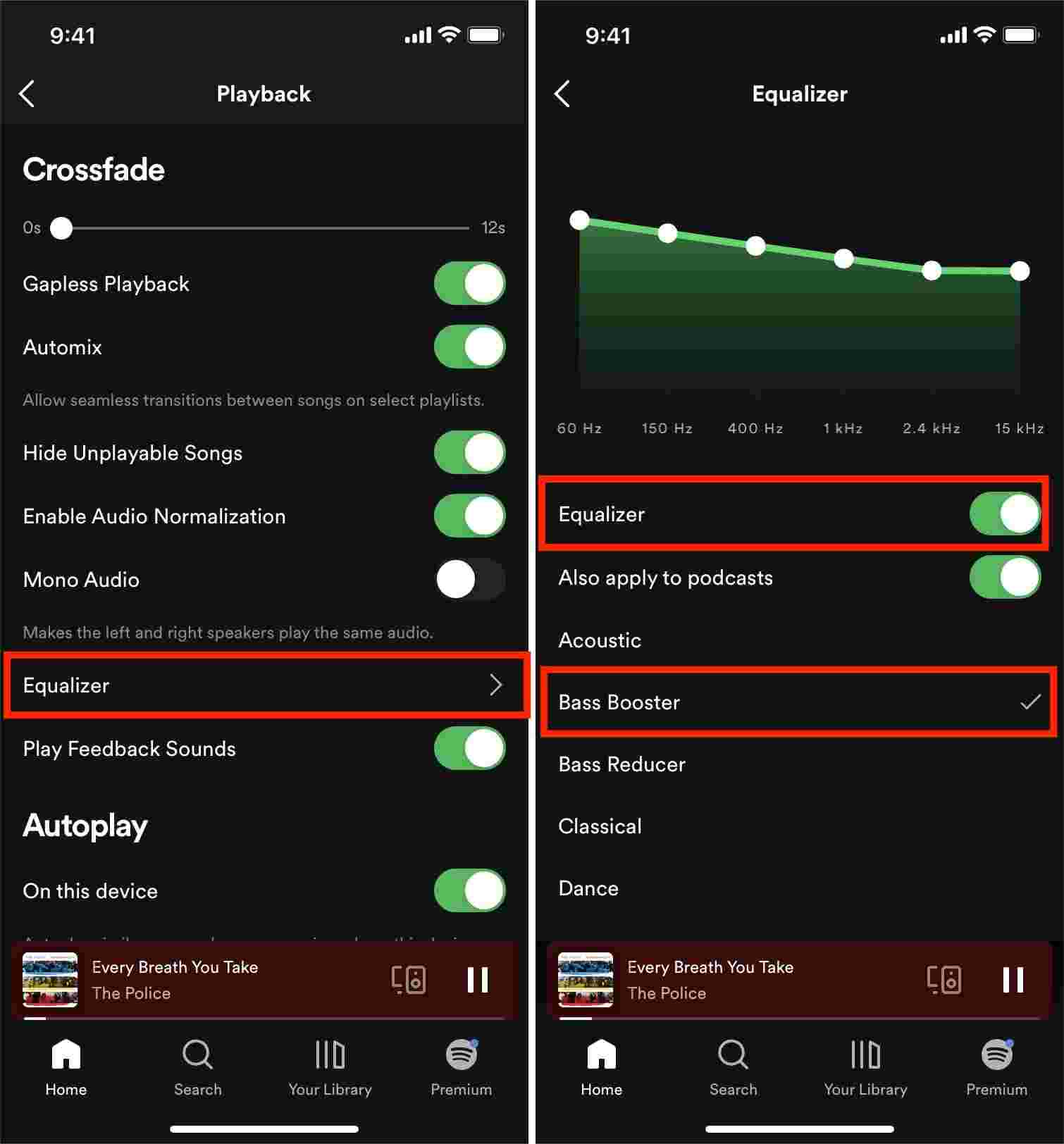 Spotify Equalizer على iOS