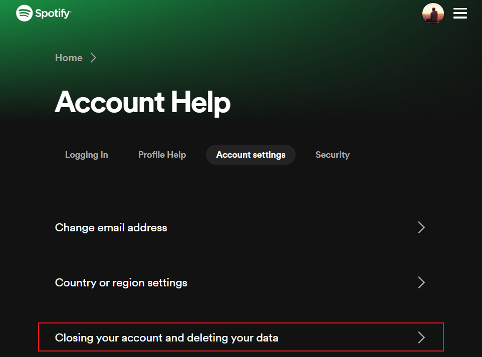 Удалите свою учетную запись Spotify