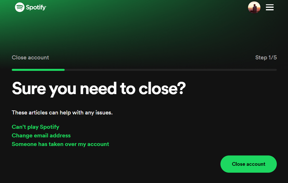 Spotify アカウントを完全に削除する