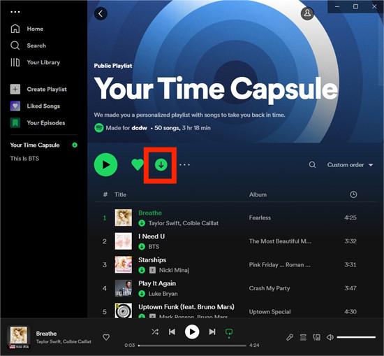 Usuń pobrany plik Spotify