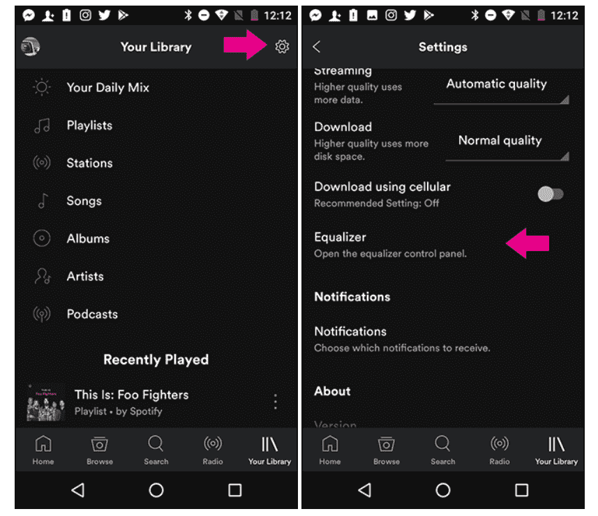 Korektor Spotify na Androida