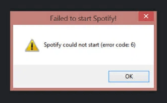 Spotify 오류 코드 6