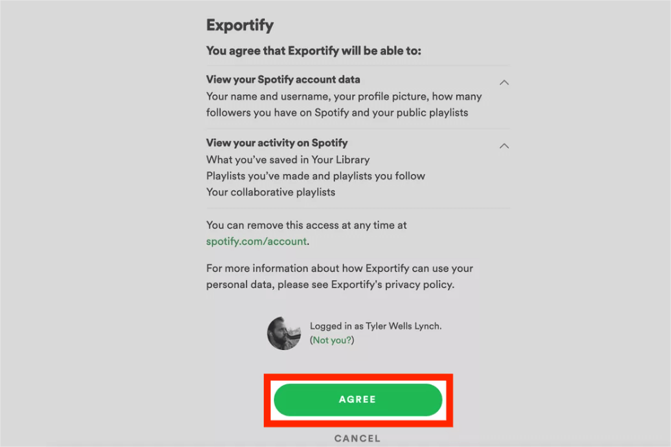 Abra Exportify Exportar listas de reprodução do Spotify