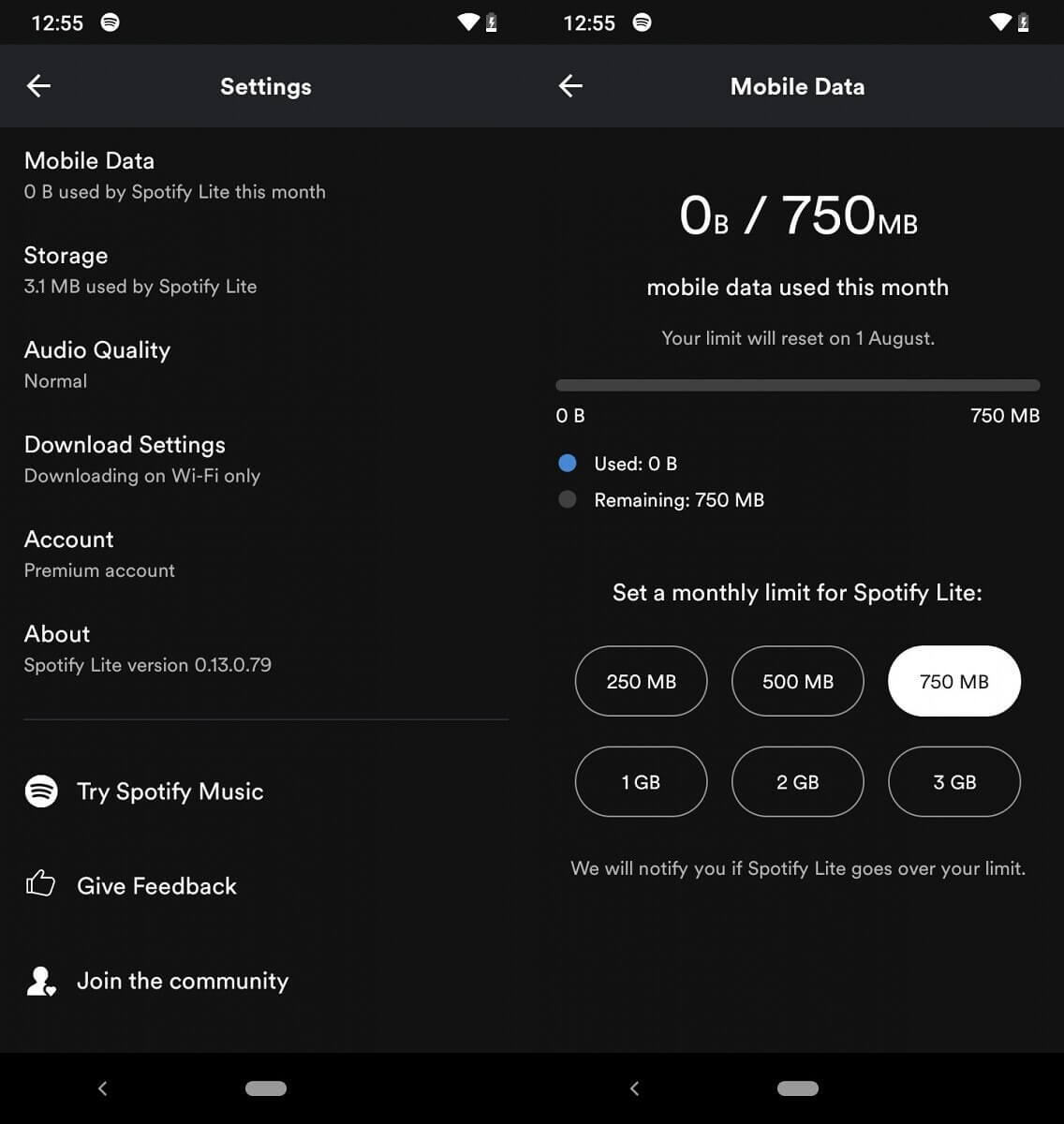 Spotify Lite Data Usage