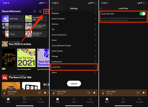 Enabled Spotify Local File Setting