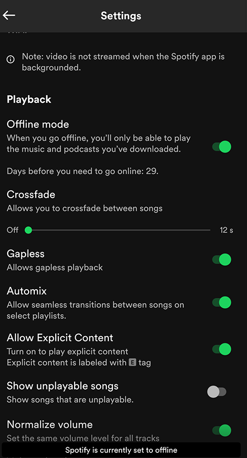 spotify offline mode android