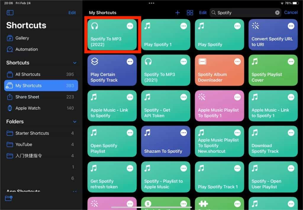 Spotify To MP3 Shortcut