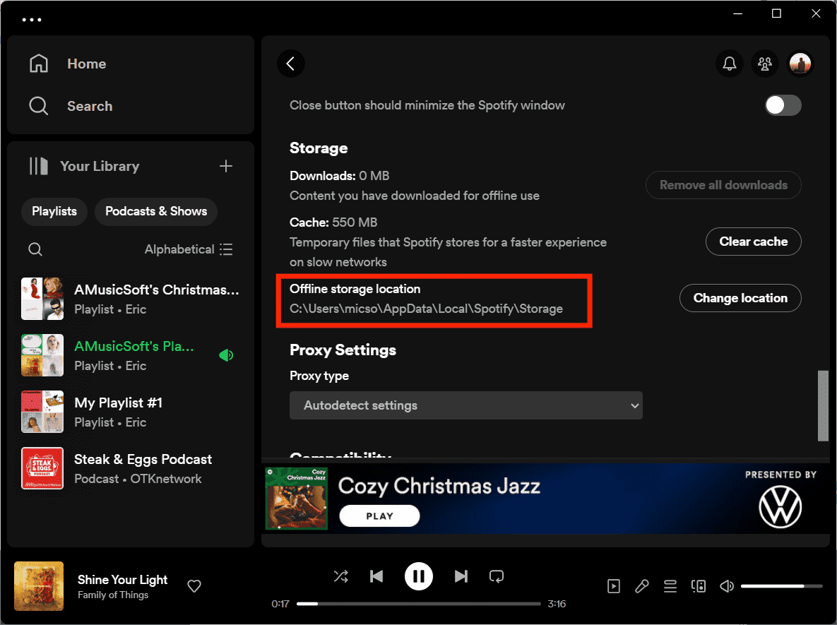 Téléchargements Spotify stockés sur Windows