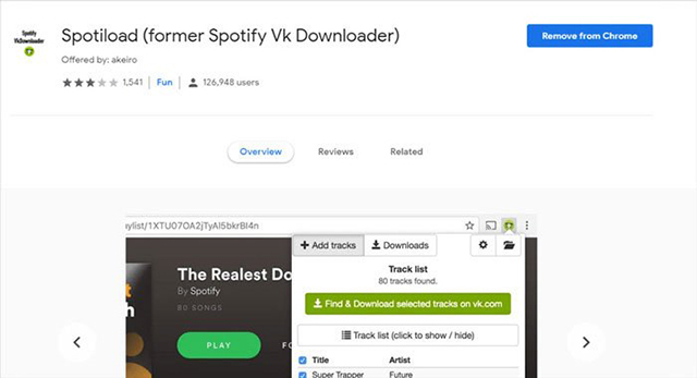 Extension du téléchargeur de musique Spotiload Spotify