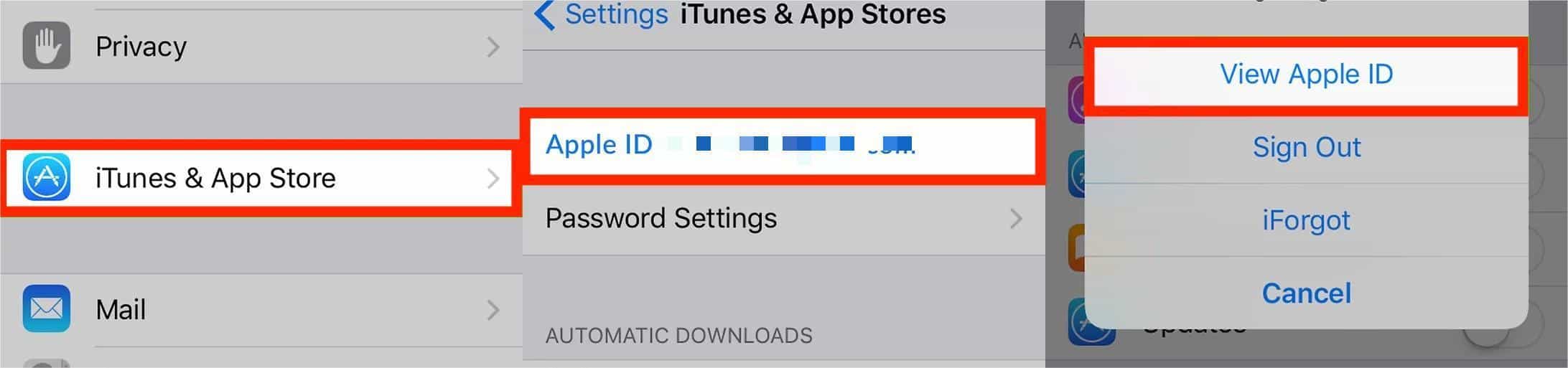 Нажмите «Просмотреть Apple ID».