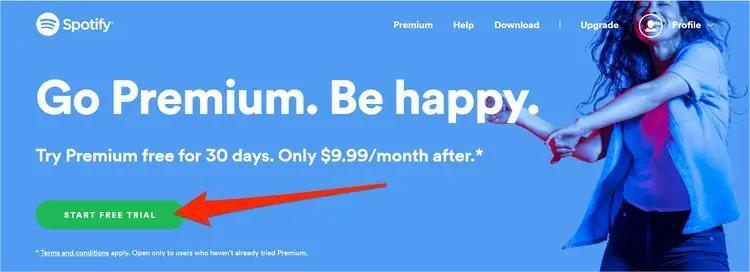 Mantenha o Spotify Premium gratuito por meio de uma conta de avaliação gratuita