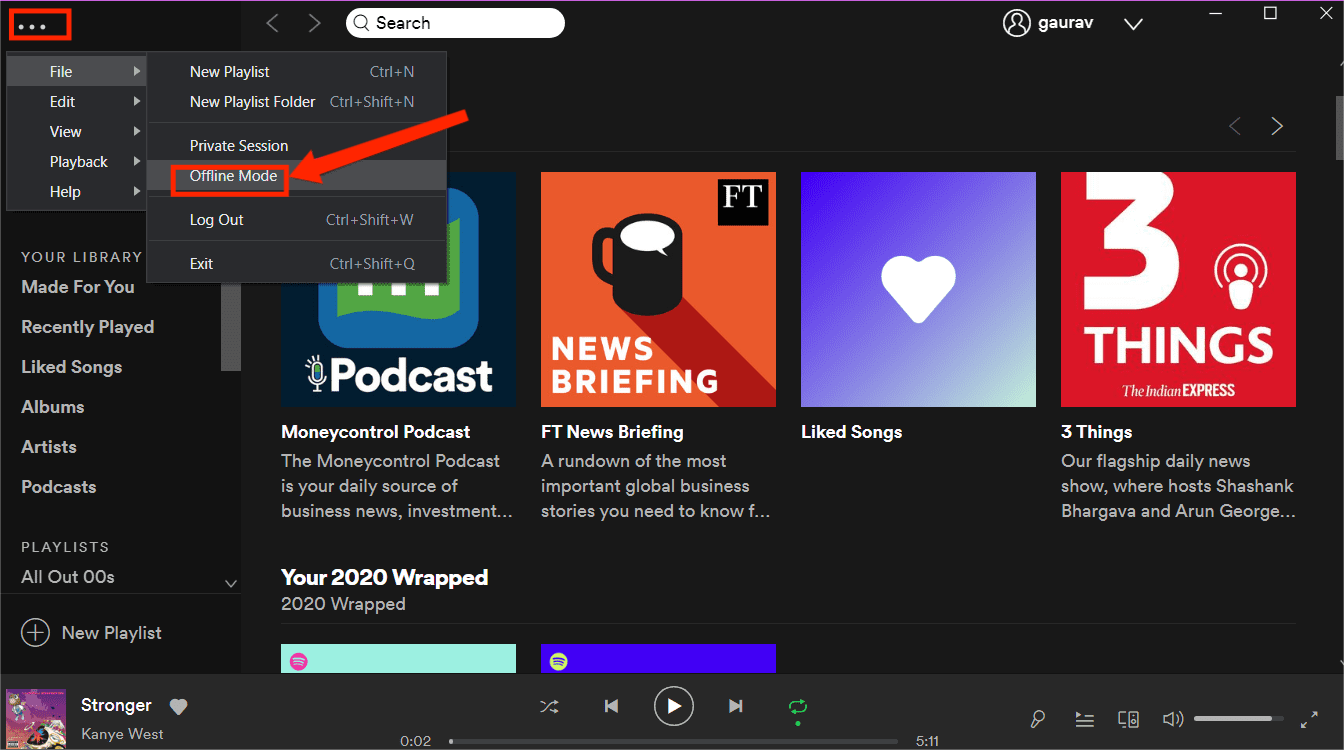 Играть в Spotify в автономном режиме на рабочем столе