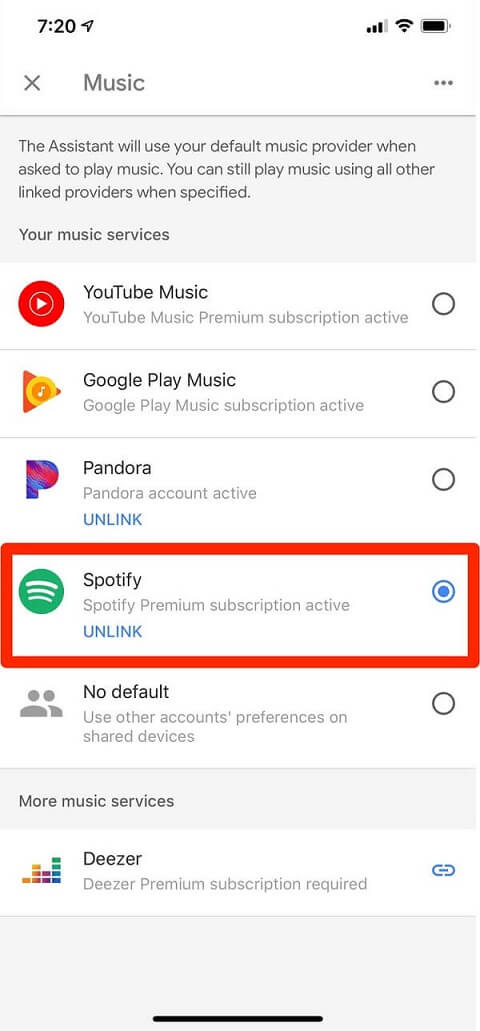 Étapes pour dissocier Spotify de Google Home