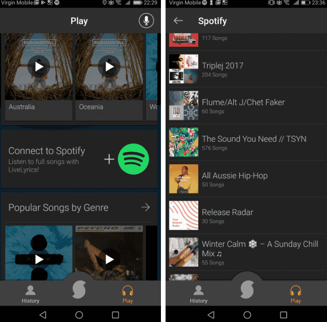 Escuche Spotify en SoundHound