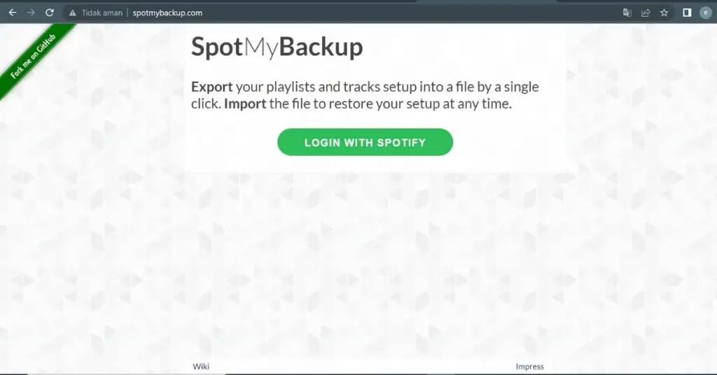 SpotMyBackup Exportar música do Spotify