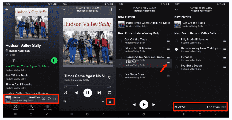 Spotify file d'attente sur mobile