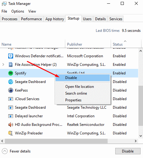 在 Windows 中尝试任务管理器来修复 Spotify 无响应问题