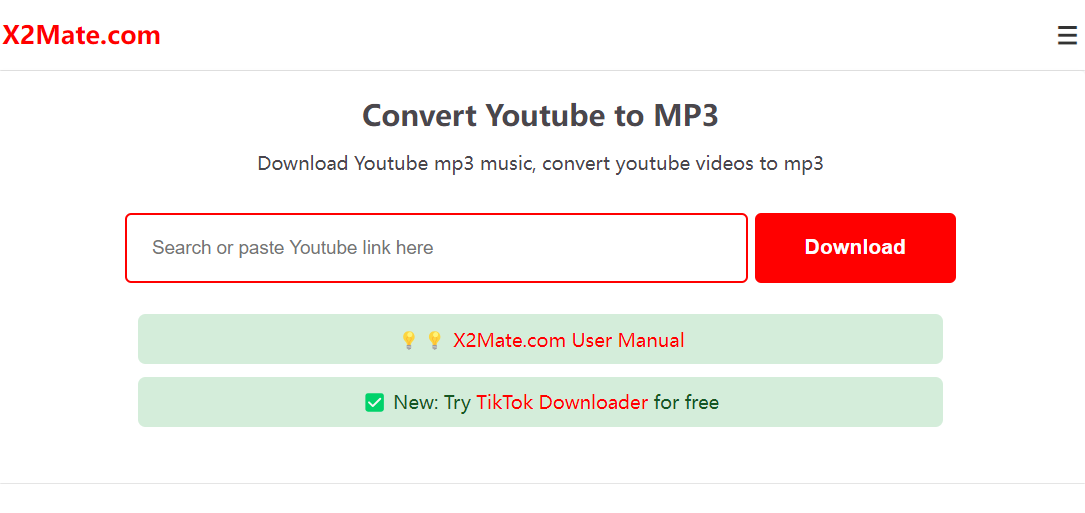 X2Mate YouTube 音樂下載器