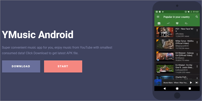 Aplicación YMusic para Android