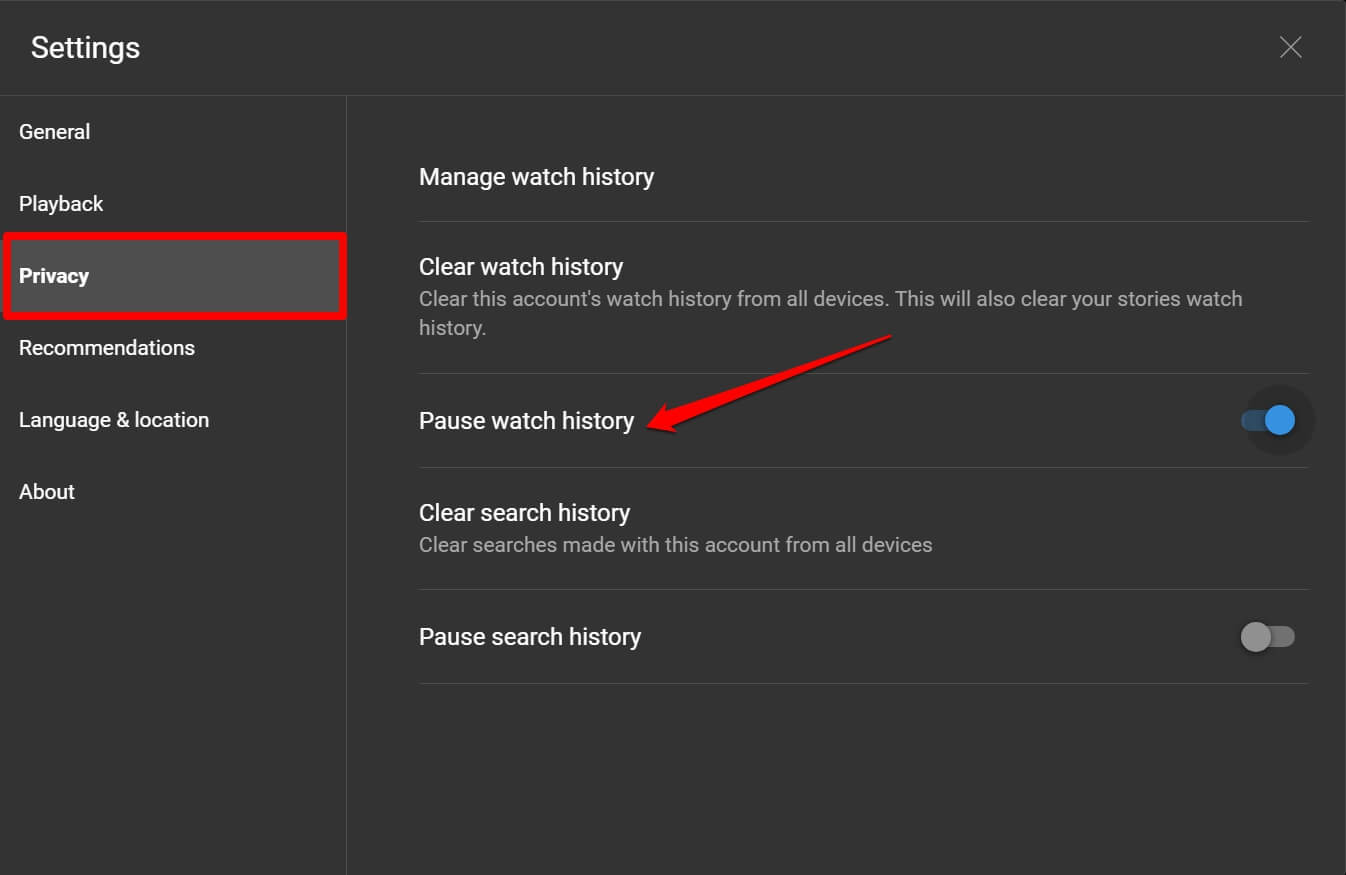 Pause YouTube Music History
