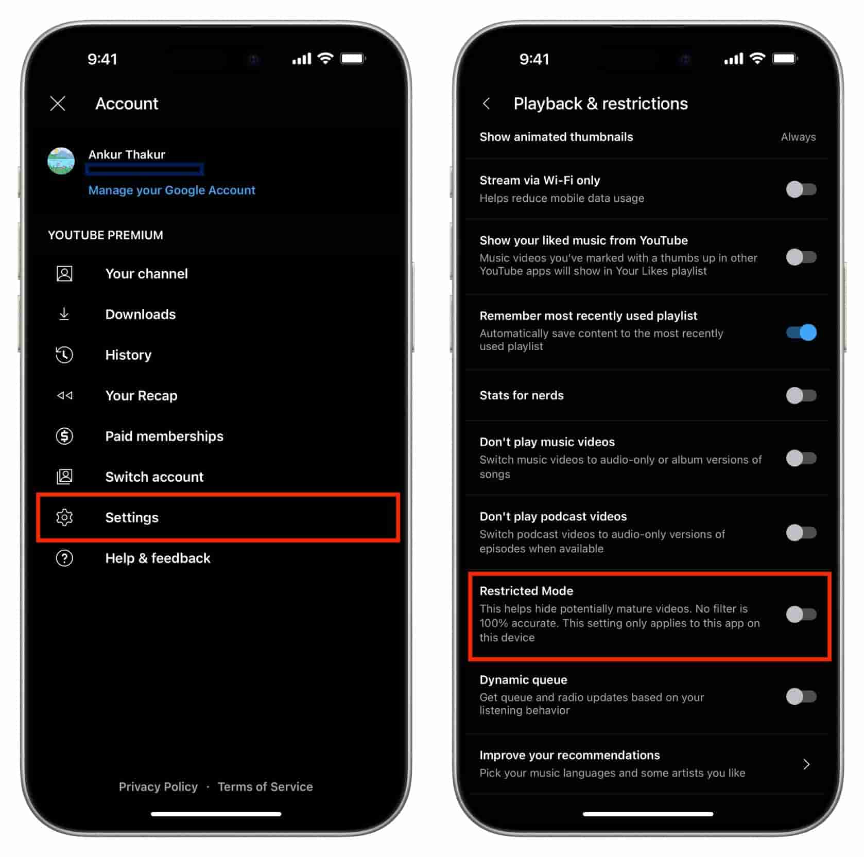 Disable YouTube Music Restricted Mode