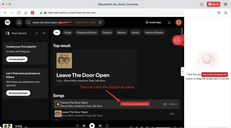 Wählen Sie Songs für AMusicSoft Any Music Converter