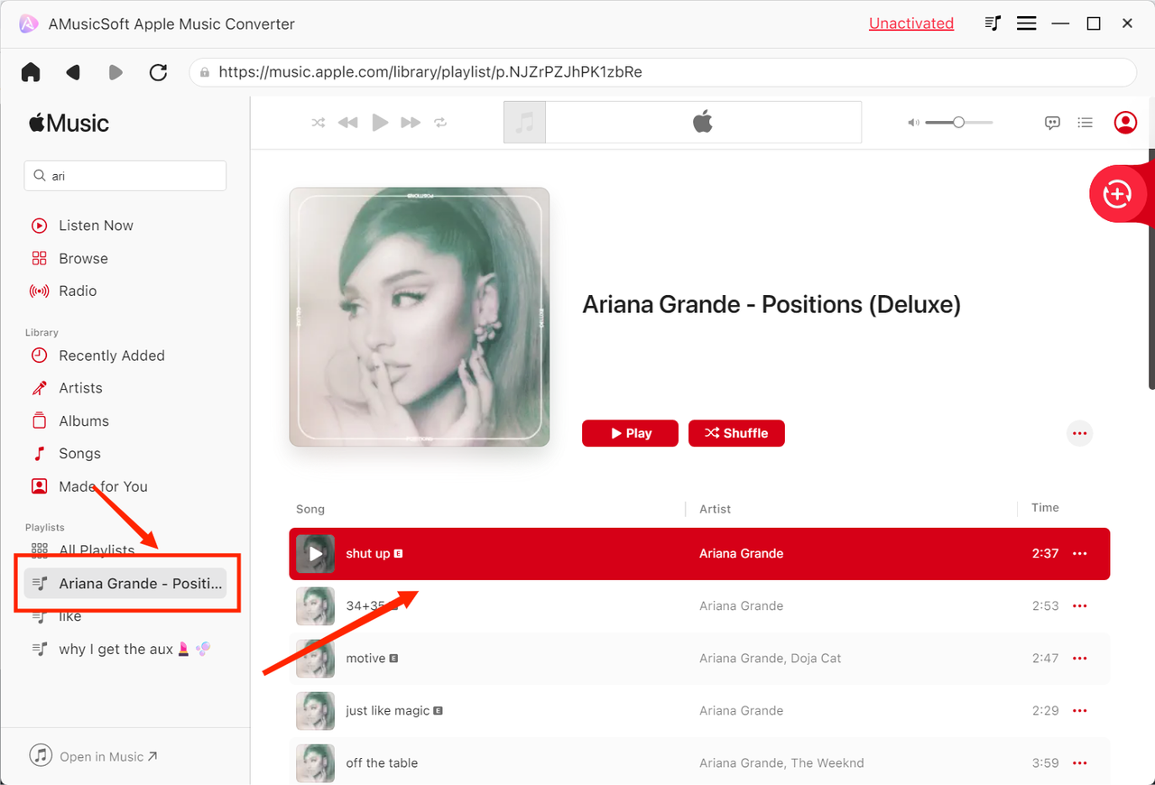 Elige canciones para AMusicSoft Apple Music Converter