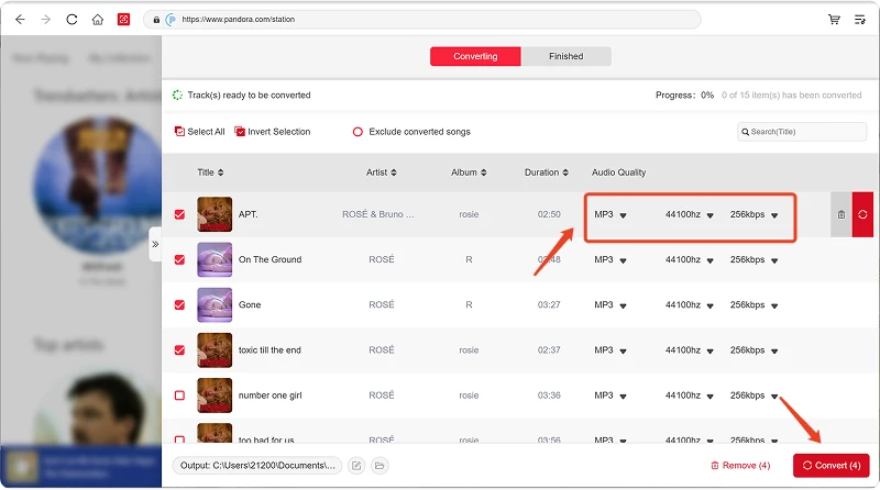Start to Convert Pandora Music Songs to MP3