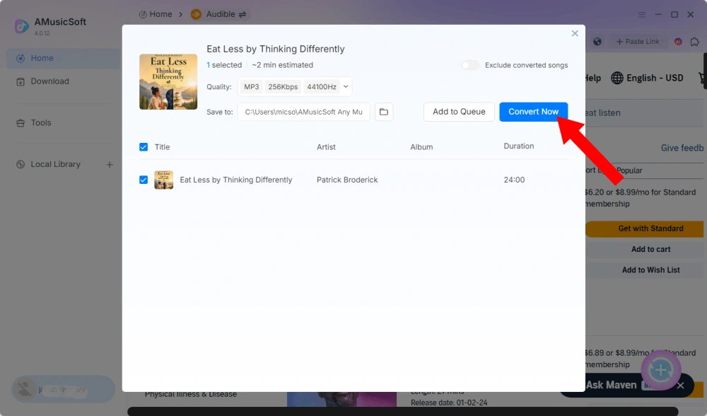 Étape 3. Convertir et télécharger des livres audio MP3 Audible