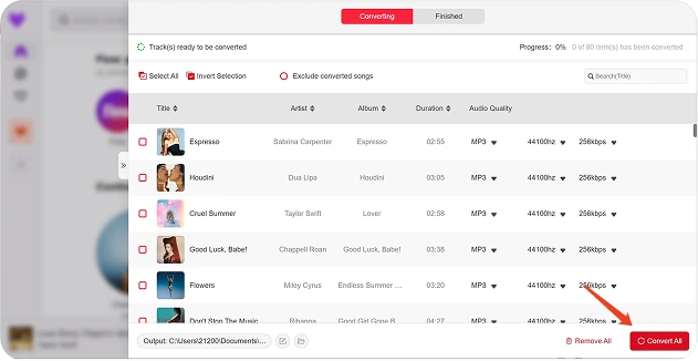步骤 3。将 Deezer 音乐转换为 MP3