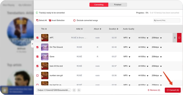 3단계. Pandora 음악을 MP3로 변환