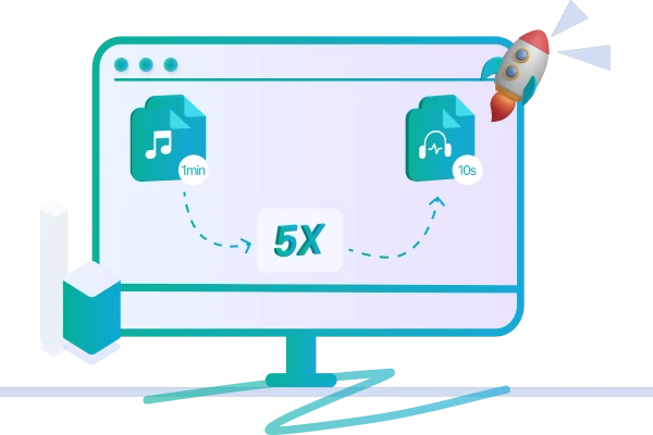 Velocidade 5x mais rápida para converter músicas em lote